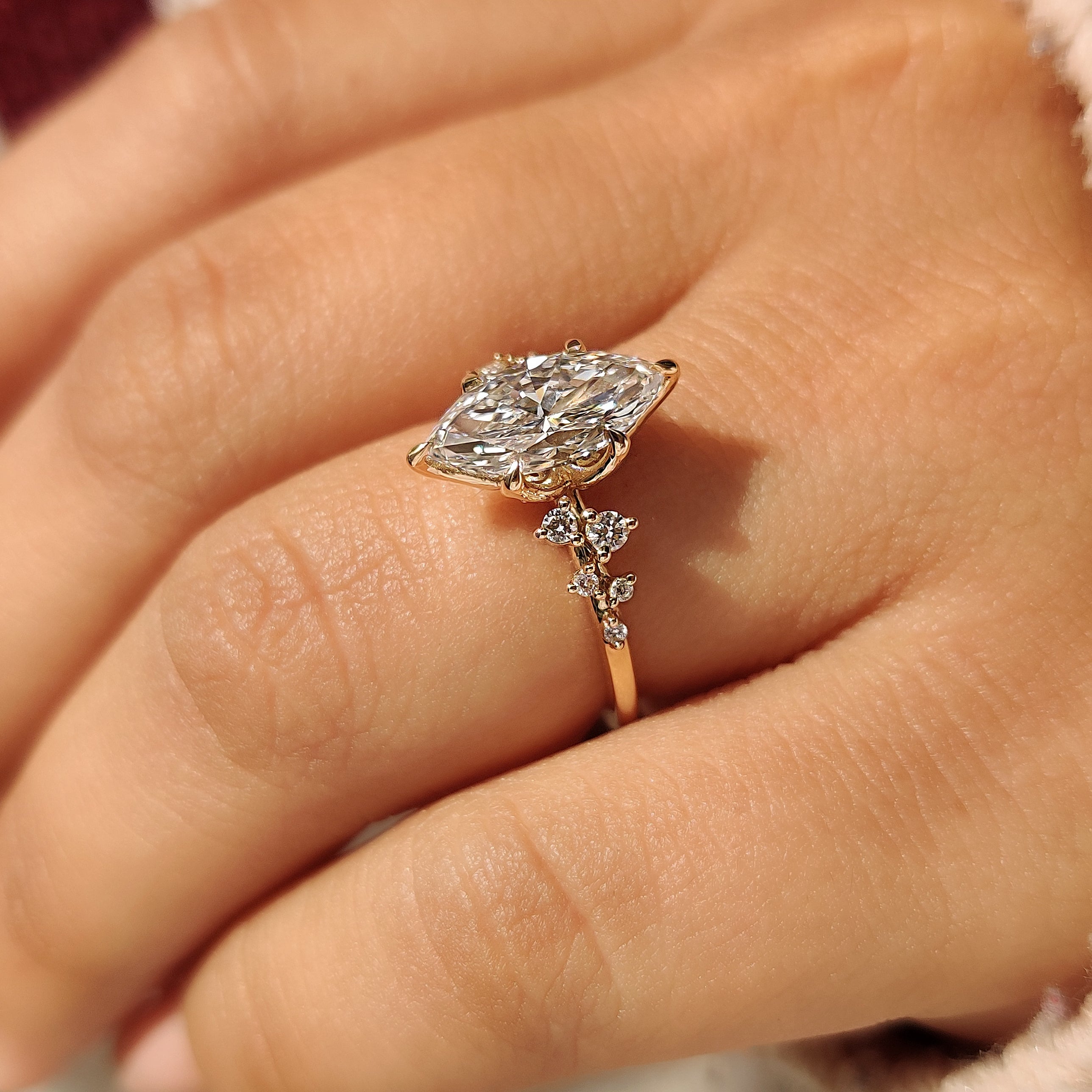 Marquise Engagement Ring in Tulip Setting