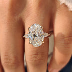 Oval Diamond Three Stone Engagement Ring With Pear Side Stone
