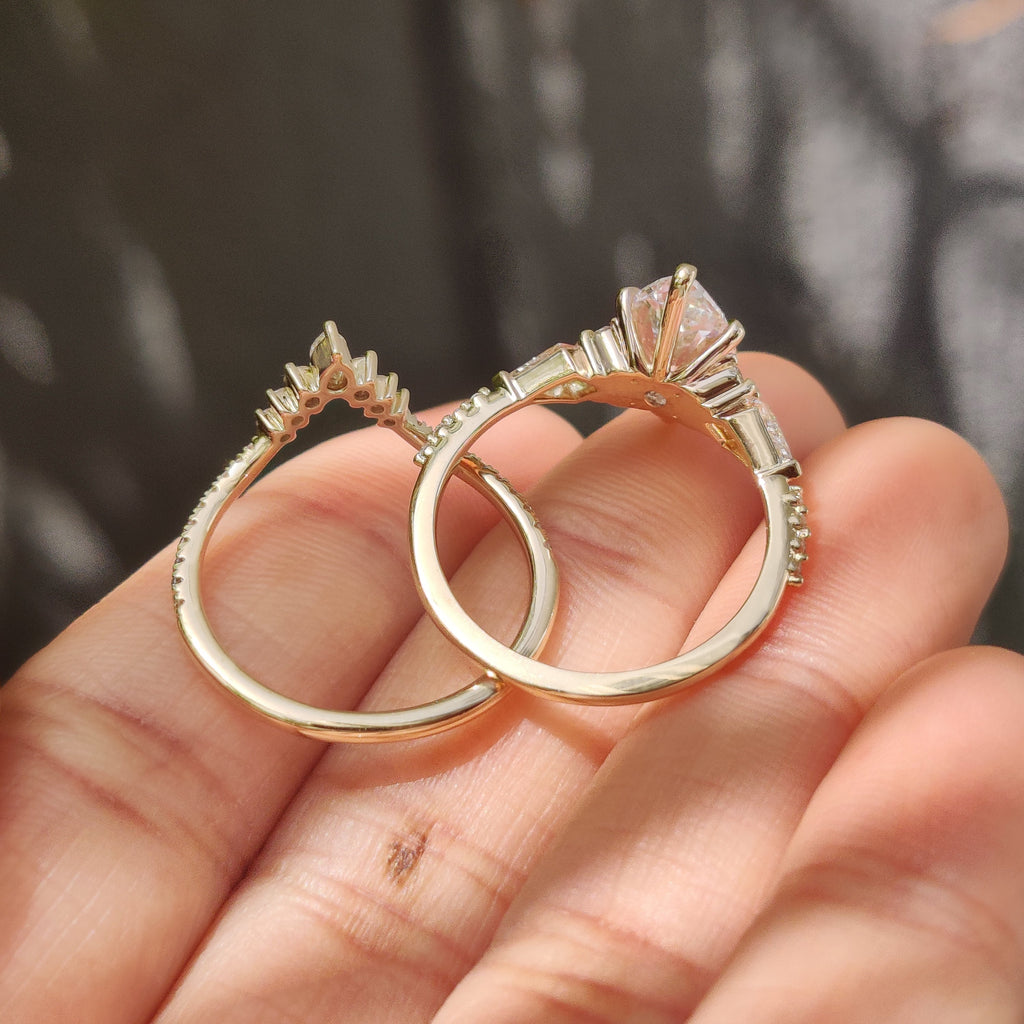 Marquise Engagement Ring with Wedding Band in Muse Setting