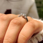 Oval Cut Diamond Ring With Side Stone Style In Muse Setting