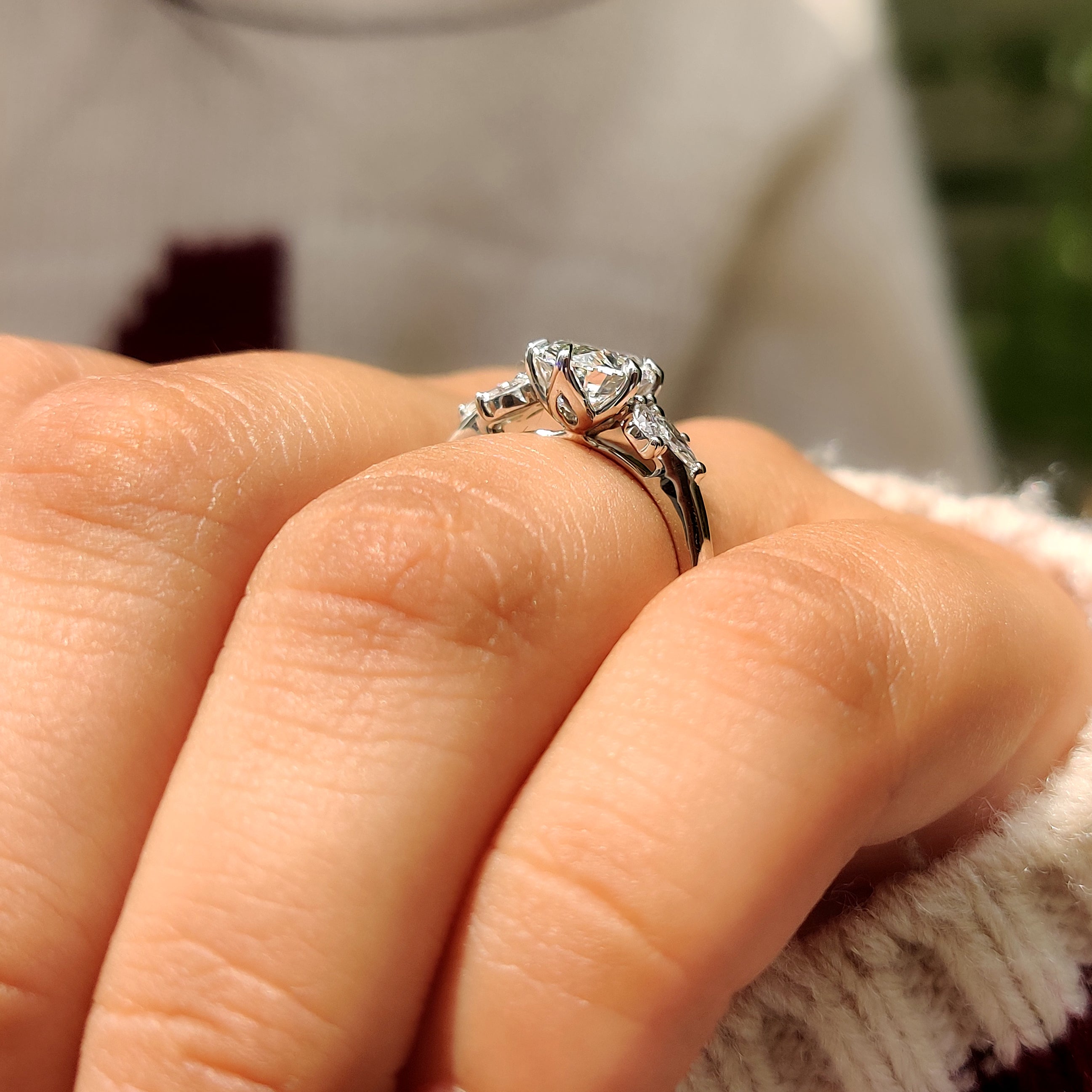 Oval Cut Diamond Ring With Side Stone Style In Muse Setting