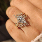 Marquise Engagement Ring With Wedding Band In Nature Inspired Style