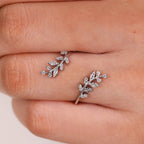 Marquise and Round Wedding Band in Nature Inspired Style