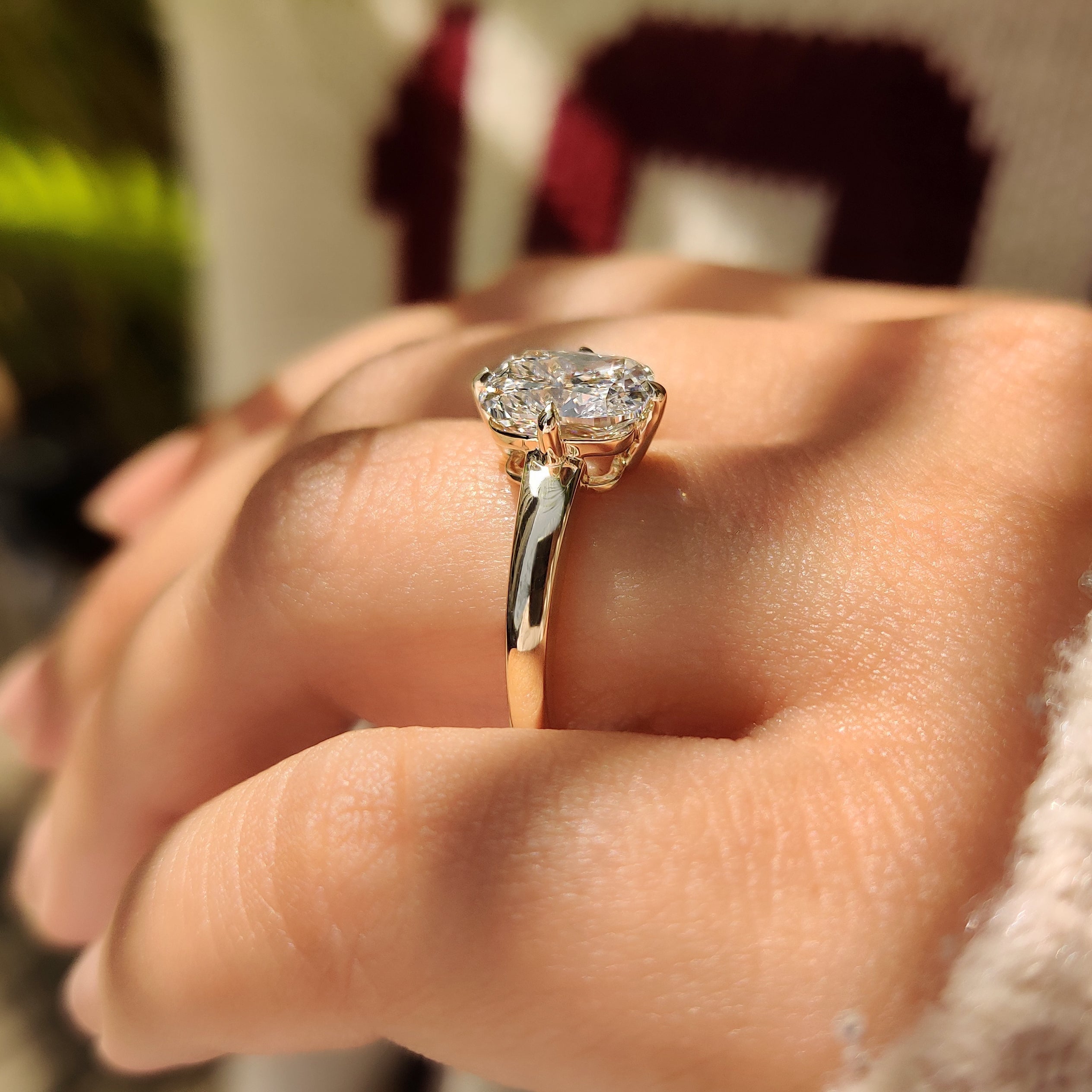 Solitaire Style Cushion Cut Diamond Ring