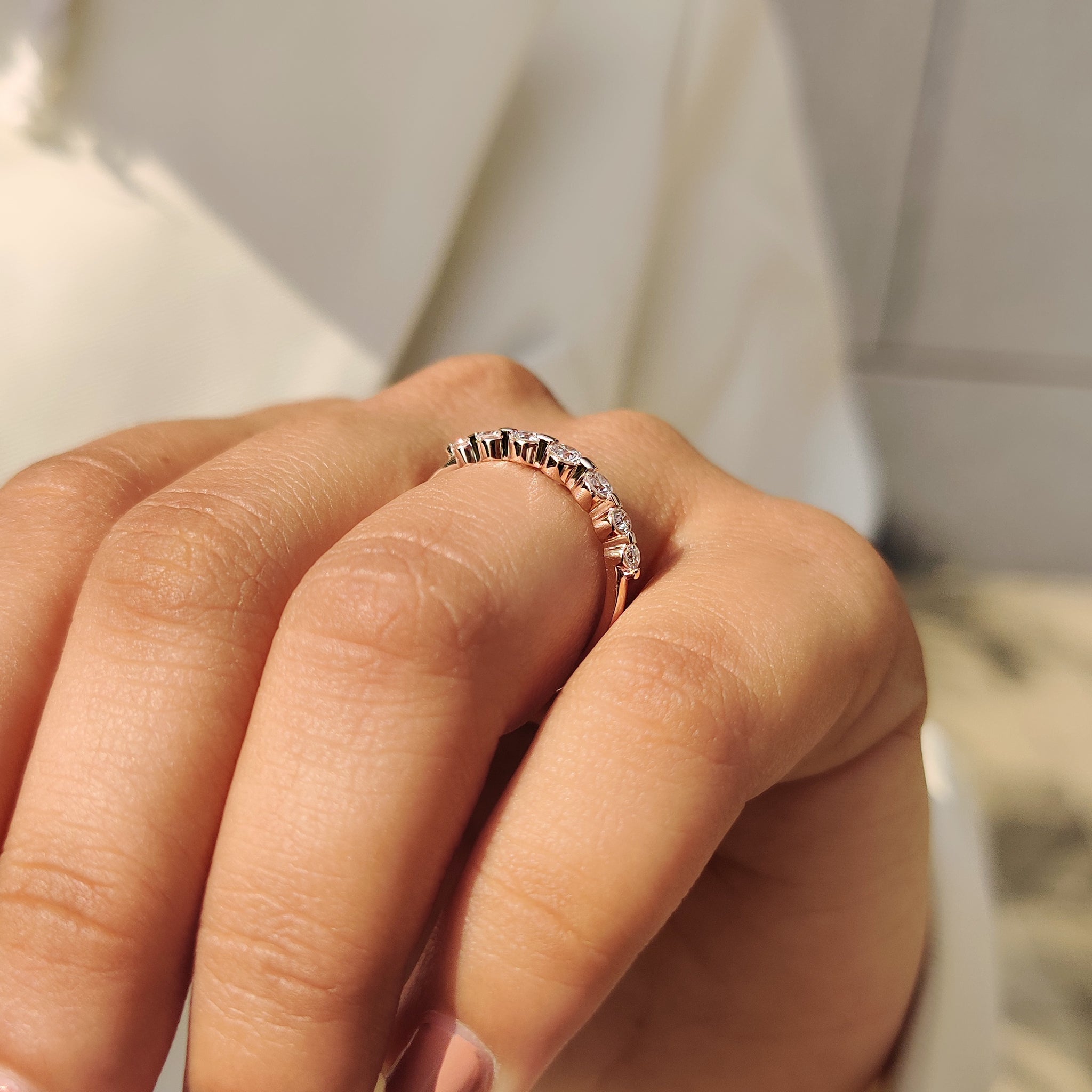 Half Eternity Round Diamond Band in Seven Stone Style
