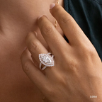 3.0 CT Marquise Cut Moissanite Halo & Pave Style Engagement Ring