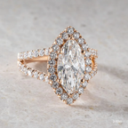 3.0 CT Marquise Cut Moissanite Halo & Pave Style Engagement Ring