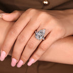 IGI Certified 10 - 12 Carat Pear Diamond Ring in Bypass Setting