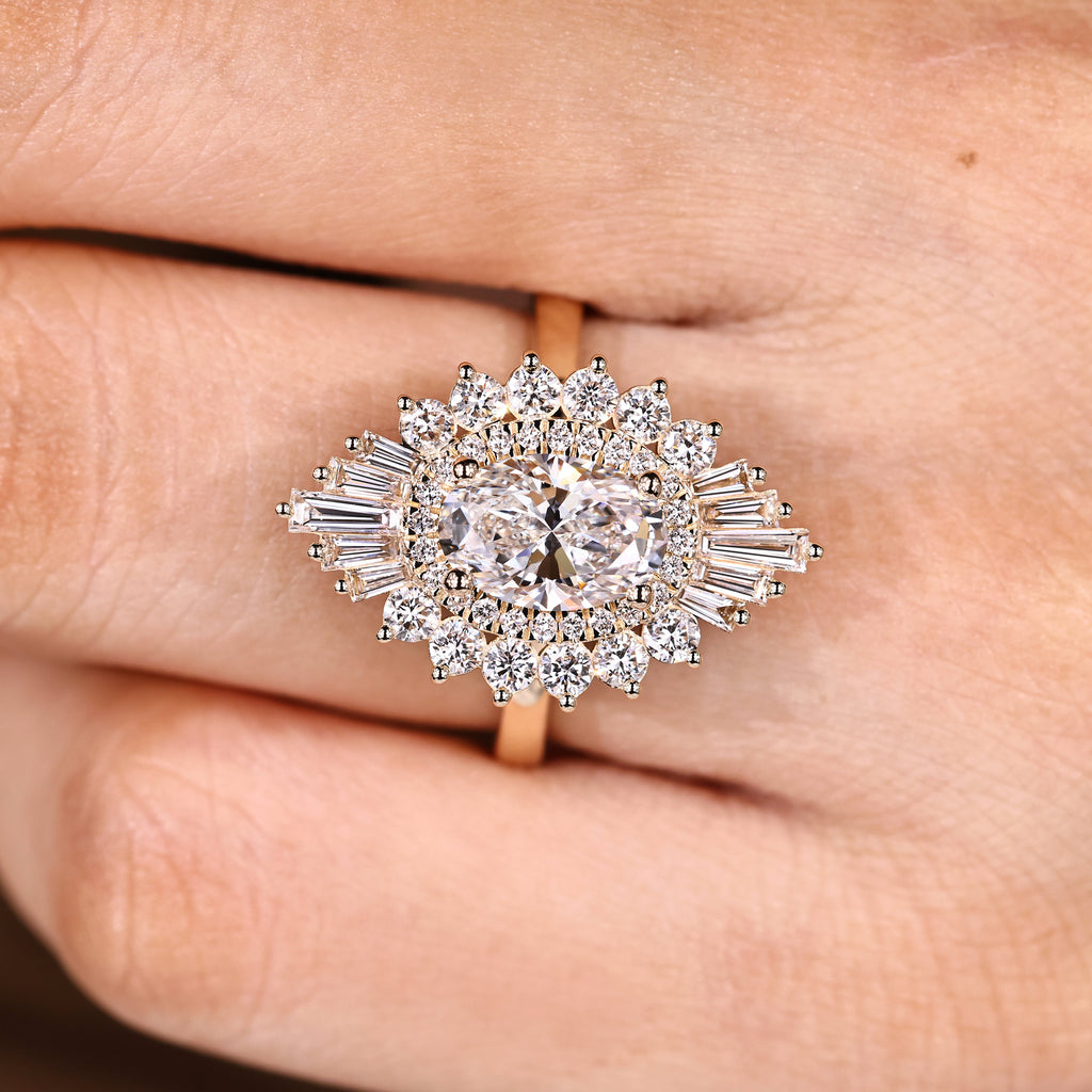 Oval Cut Engagement Ring In Double Halo Style