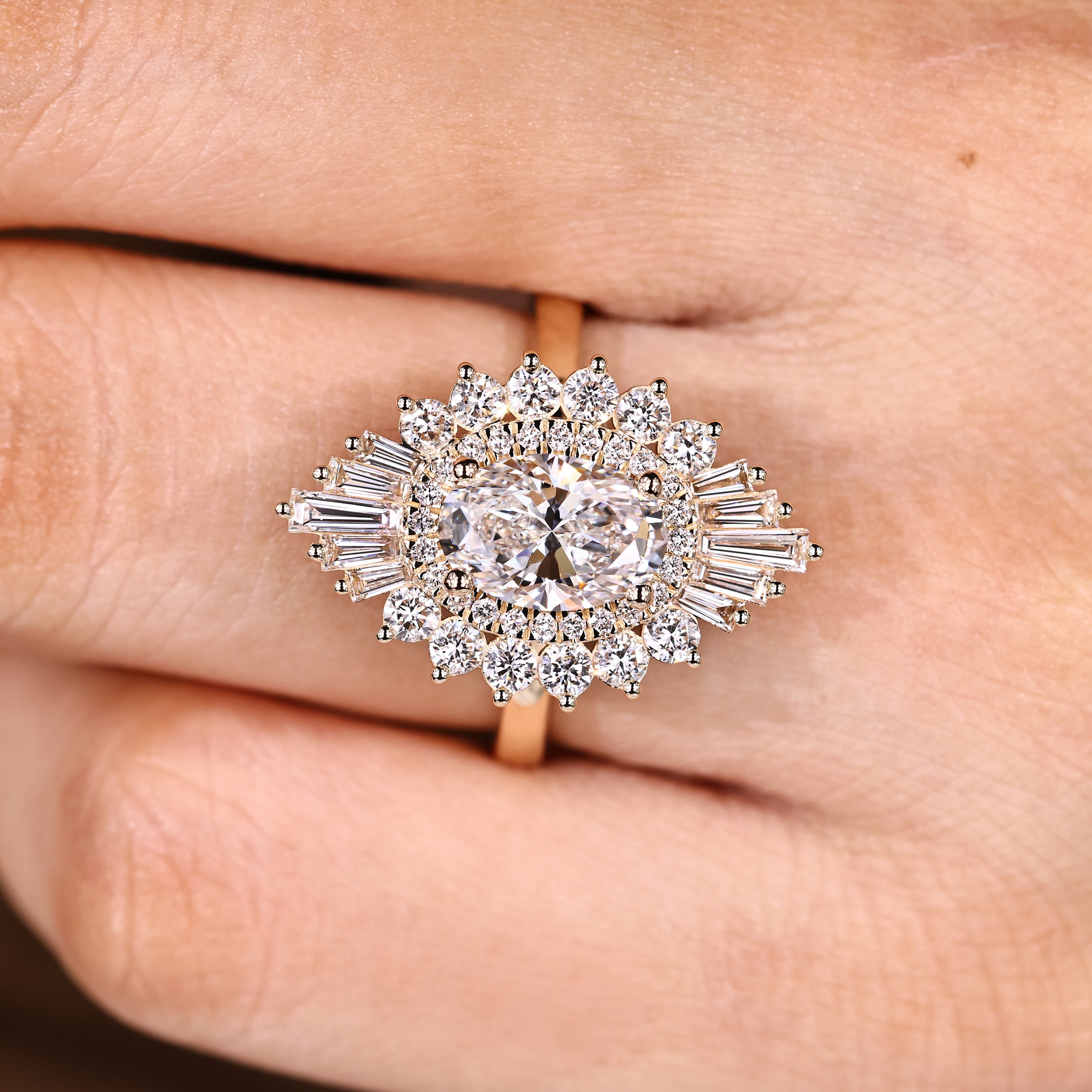 Oval Cut Engagement Ring In Double Halo Style