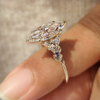 Marquise Diamond Ring in Nature Inspired Style with Amethyst Gemstone
