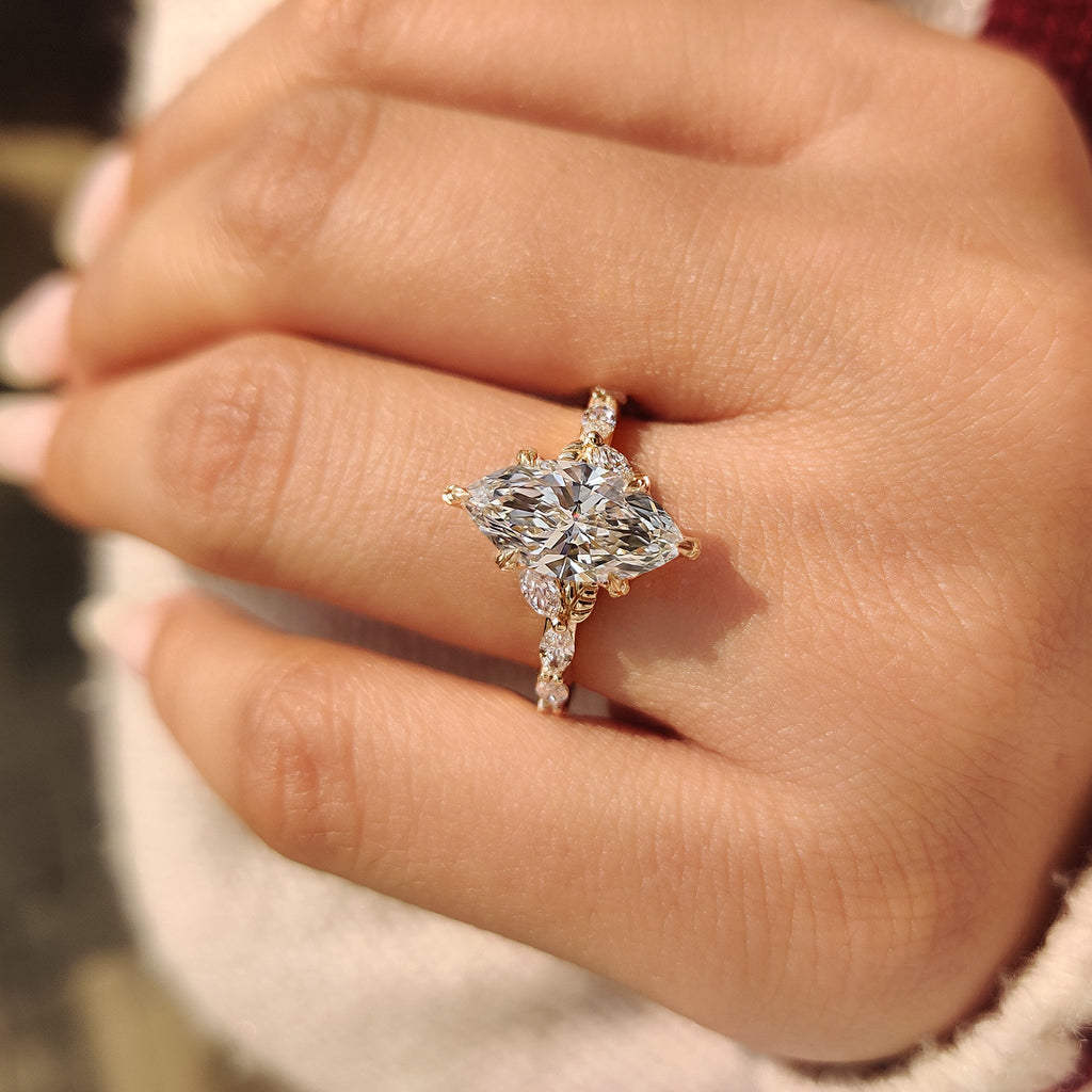 Nature Inspired Marquise Diamond Engagement Ring
