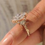 Marquise Diamond Nature Inspired Engagement Ring with Leaf Details