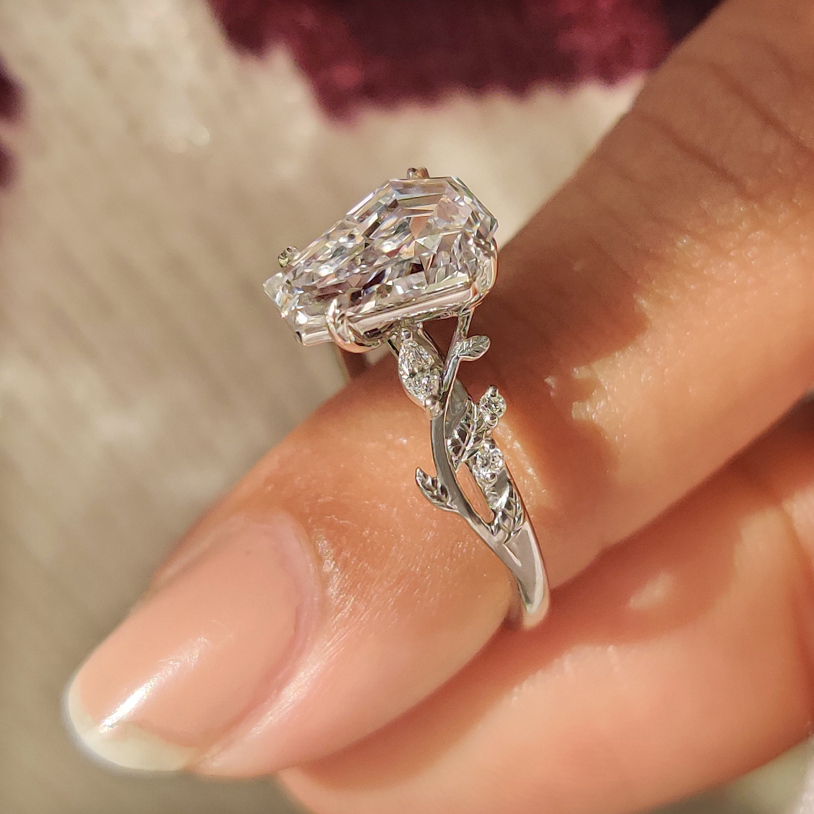 Nature Inspired Style Coffin Cut Engagement Ring