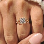 Nature Inspired Princess Cut Ring in Leaf Details