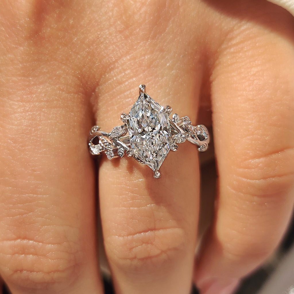 Dutch Marquise Cut Engagement Ring in Nature Inspired Style