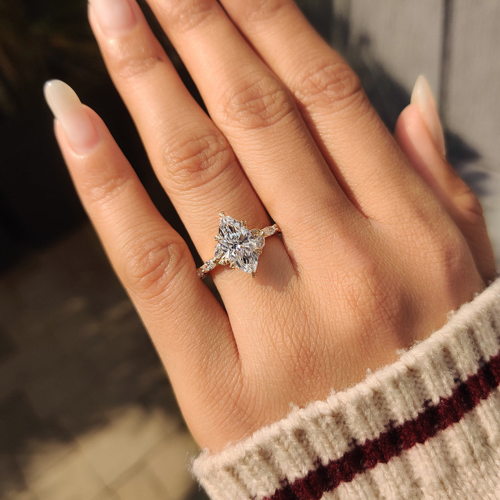 Nature Inspired Marquise Diamond Engagement Ring