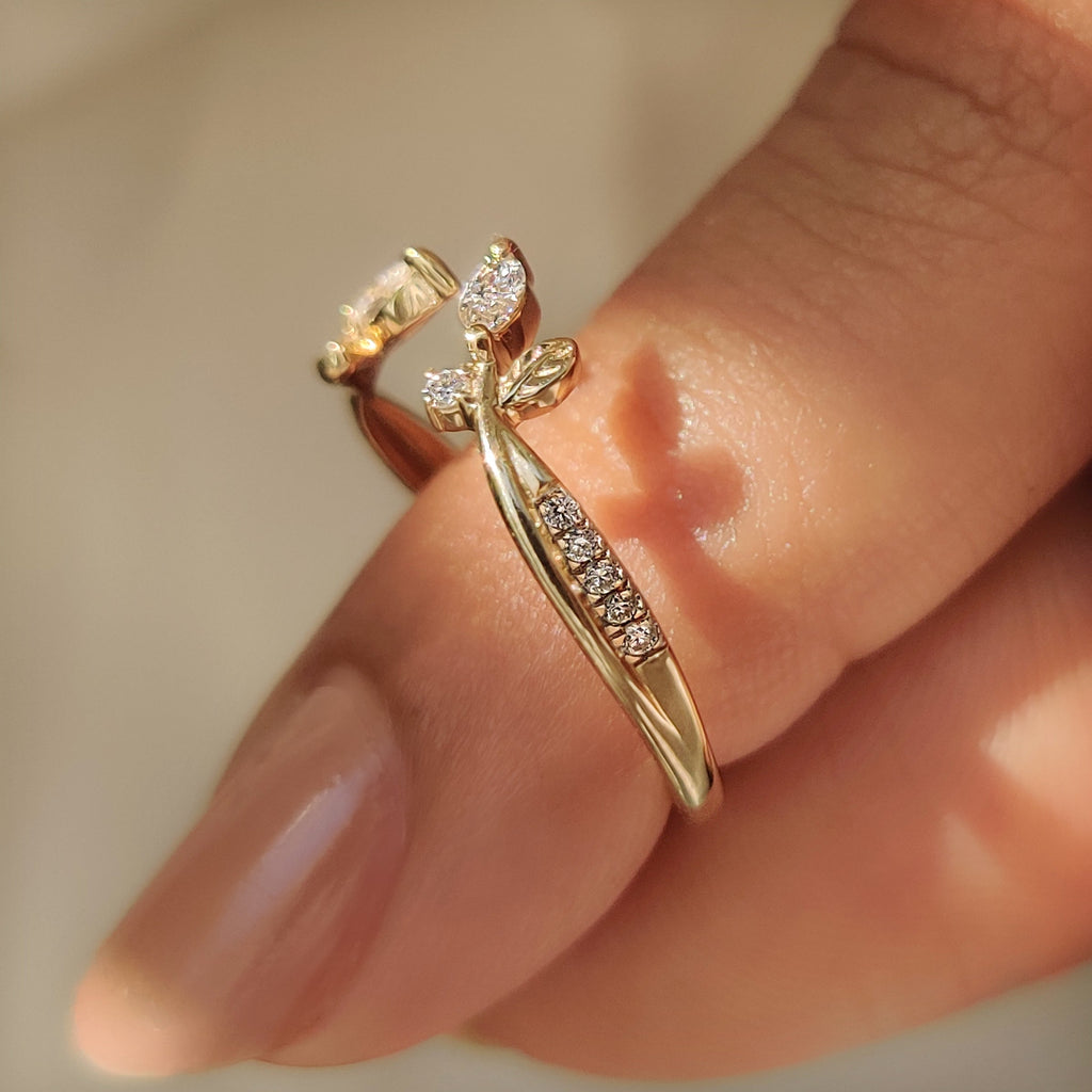 Nature Inspired Stackable Wedding Band in Open Gap Setting
