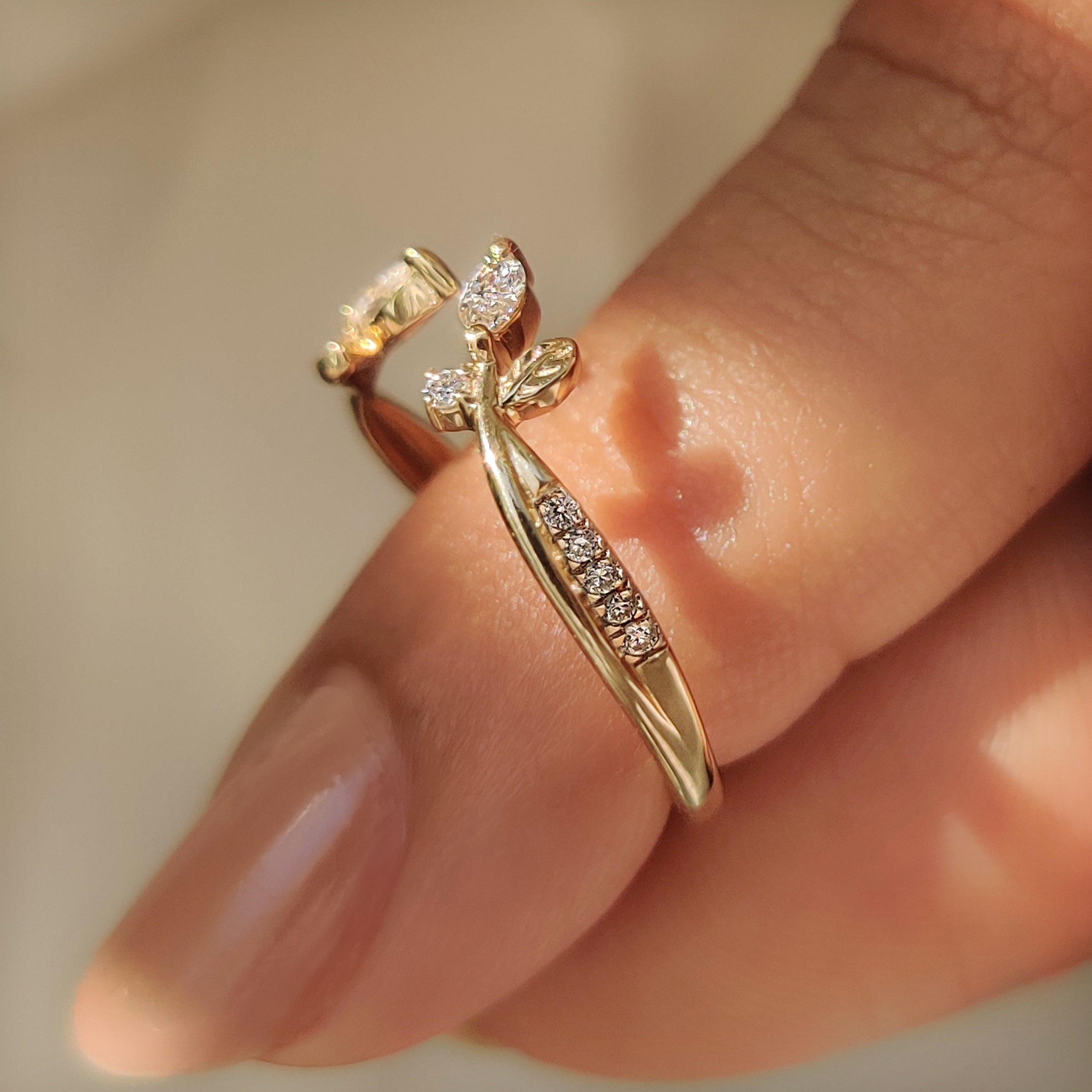 Nature Inspired Stackable Wedding Band in Open Gap Setting