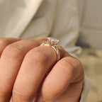 Radiant Cut Nature Inspired Engagement Ring with Leaf Style Prong