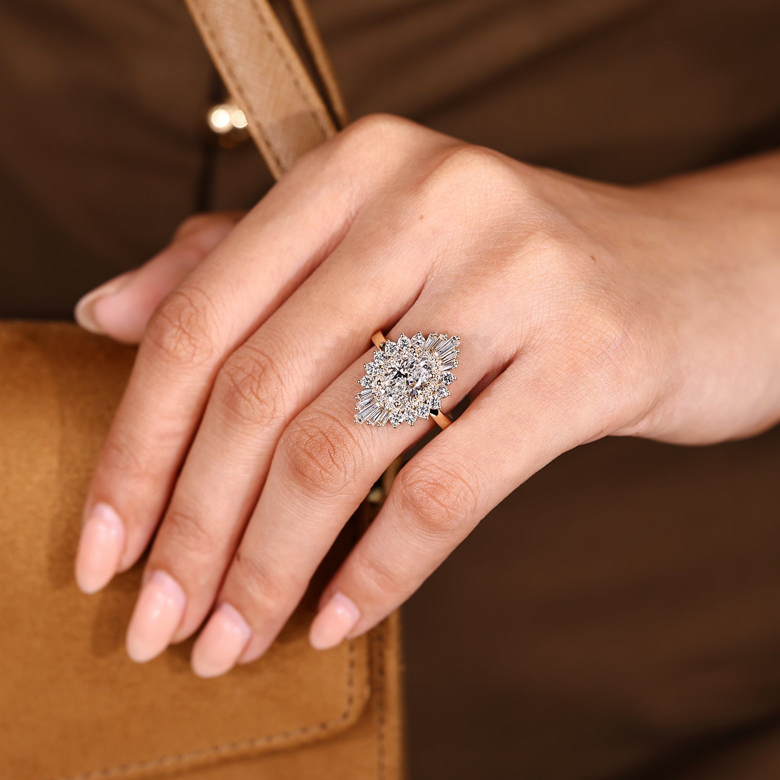 Oval Cut Engagement Ring In Double Halo Style