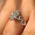 Nature Inspired Dutch Marquise Diamond Ring With Cluster Setting