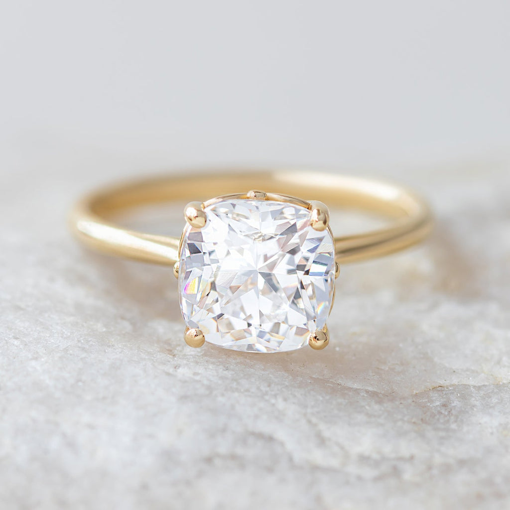 1.80 CT Cushion Cut Moissanite Solitaire Engagement Ring