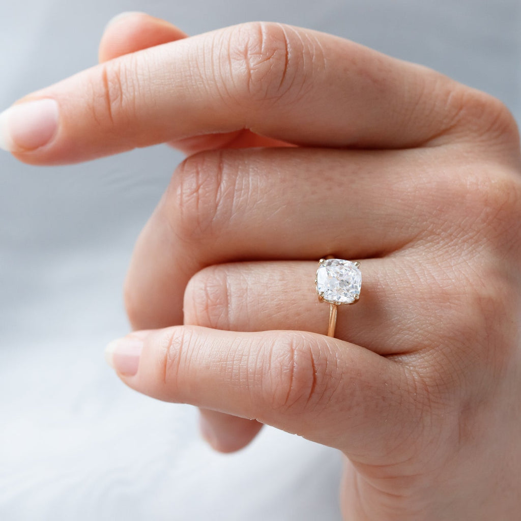 1.80 CT Cushion Cut Moissanite Solitaire Engagement Ring
