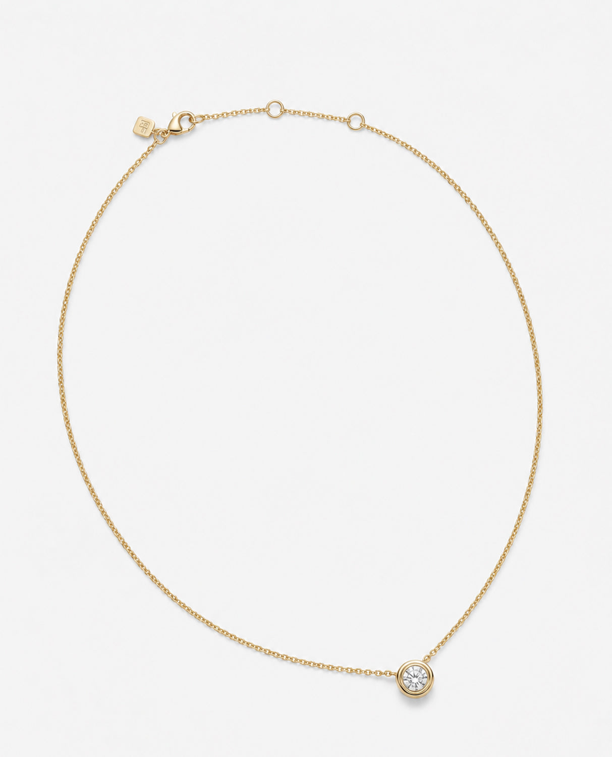 LODE Solitaire Bezel Set Floating Round Cut Diamond Pendant Necklace