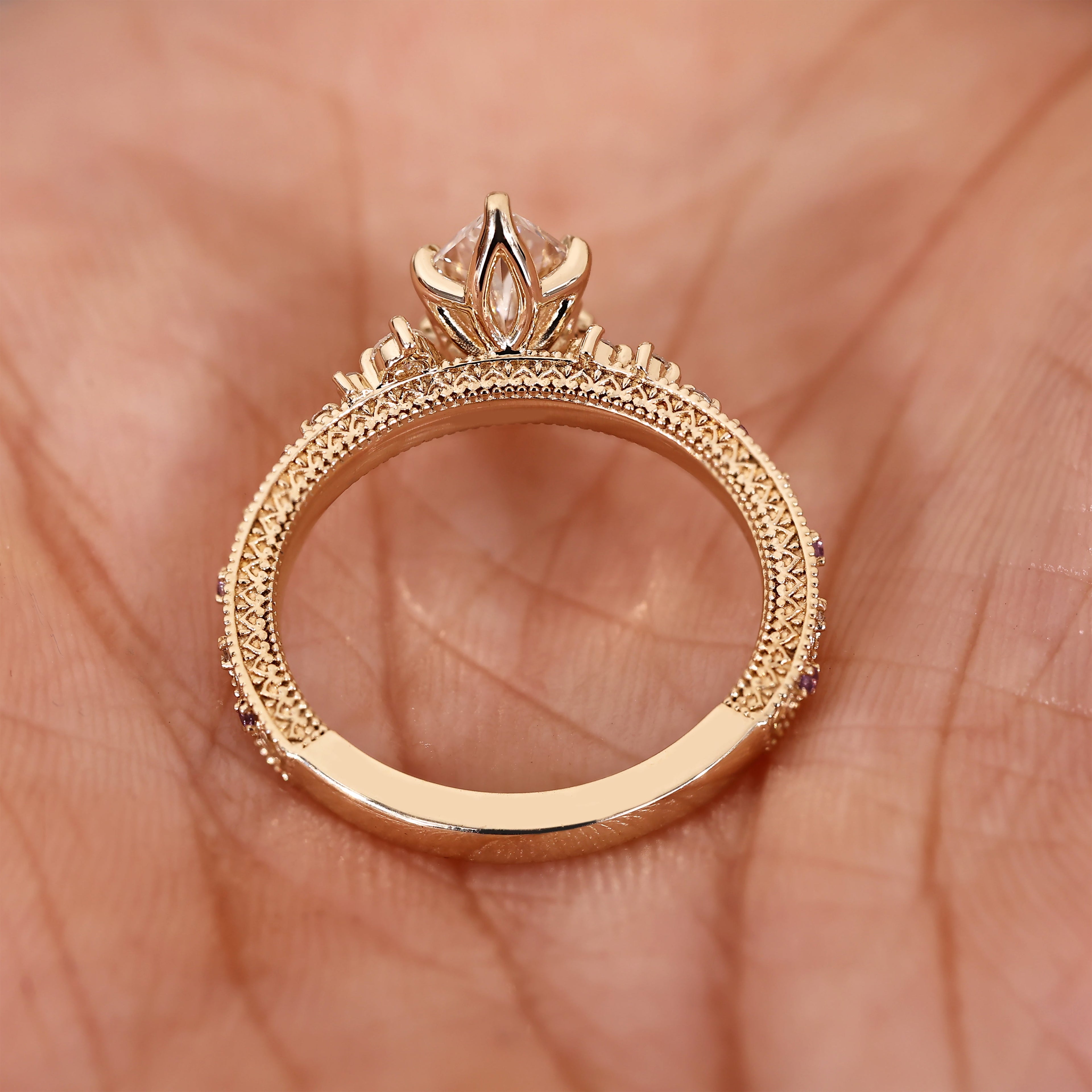 Dutch Marquise Engagement Ring in Tulip Setting