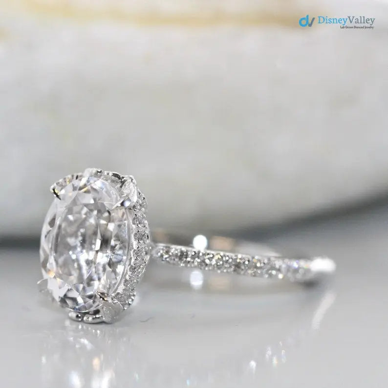 Love Flow Oval IGI Certified Diamond Euro Style Shank Engagement Ring - DisneyValley