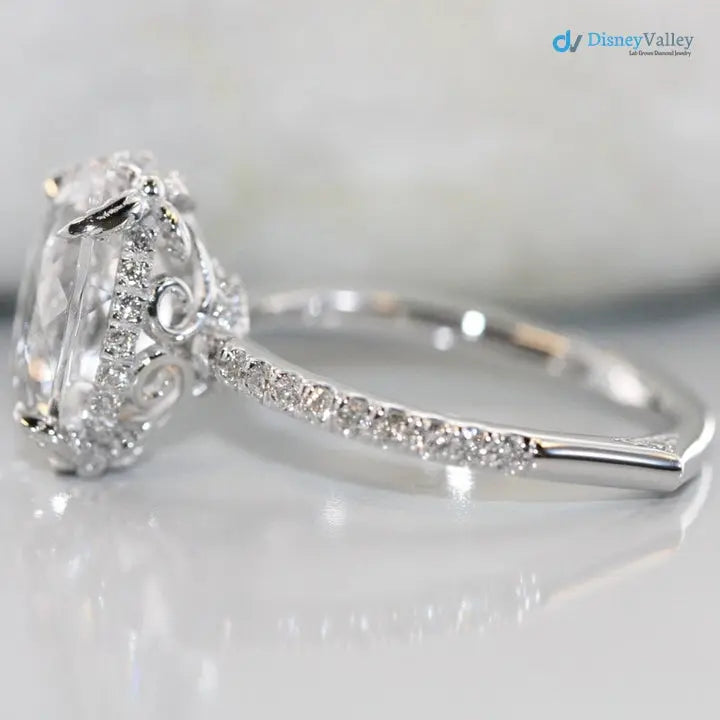 Love Flow Oval IGI Certified Diamond Euro Style Shank Engagement Ring - DisneyValley