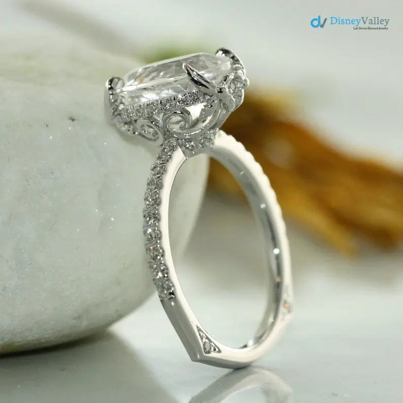 Love Flow Oval IGI Certified Diamond Euro Style Shank Engagement Ring - DisneyValley