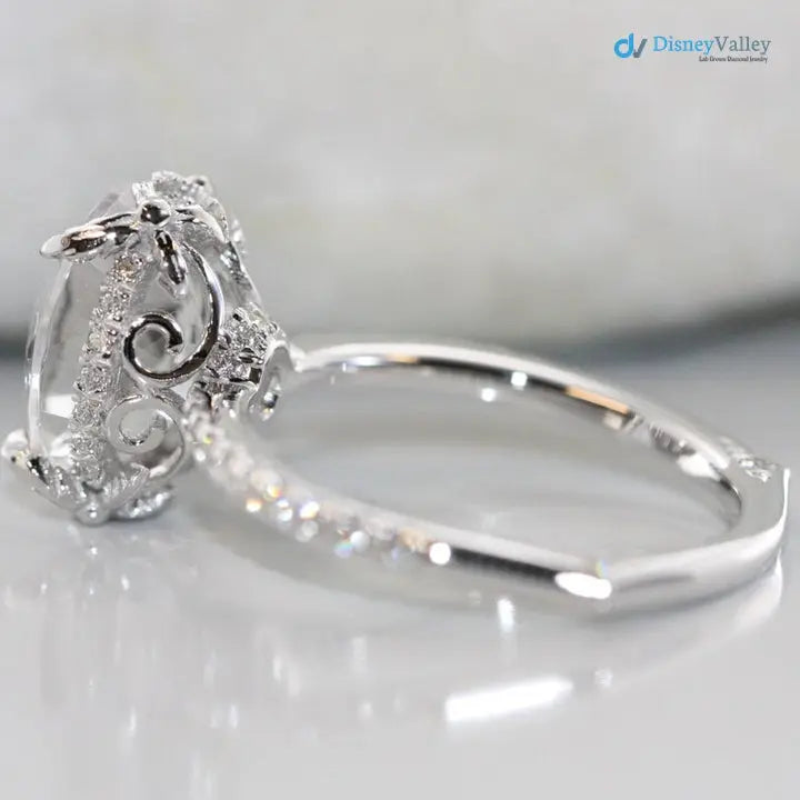 Love Flow Oval IGI Certified Diamond Euro Style Shank Engagement Ring - DisneyValley
