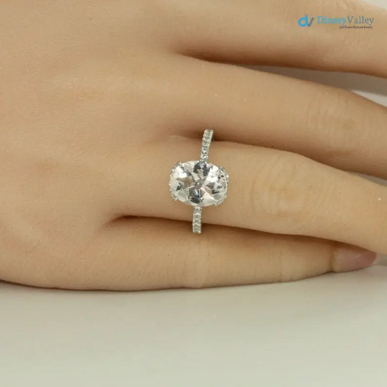 Love Flow Oval IGI Certified Diamond Euro Style Shank Engagement Ring - DisneyValley