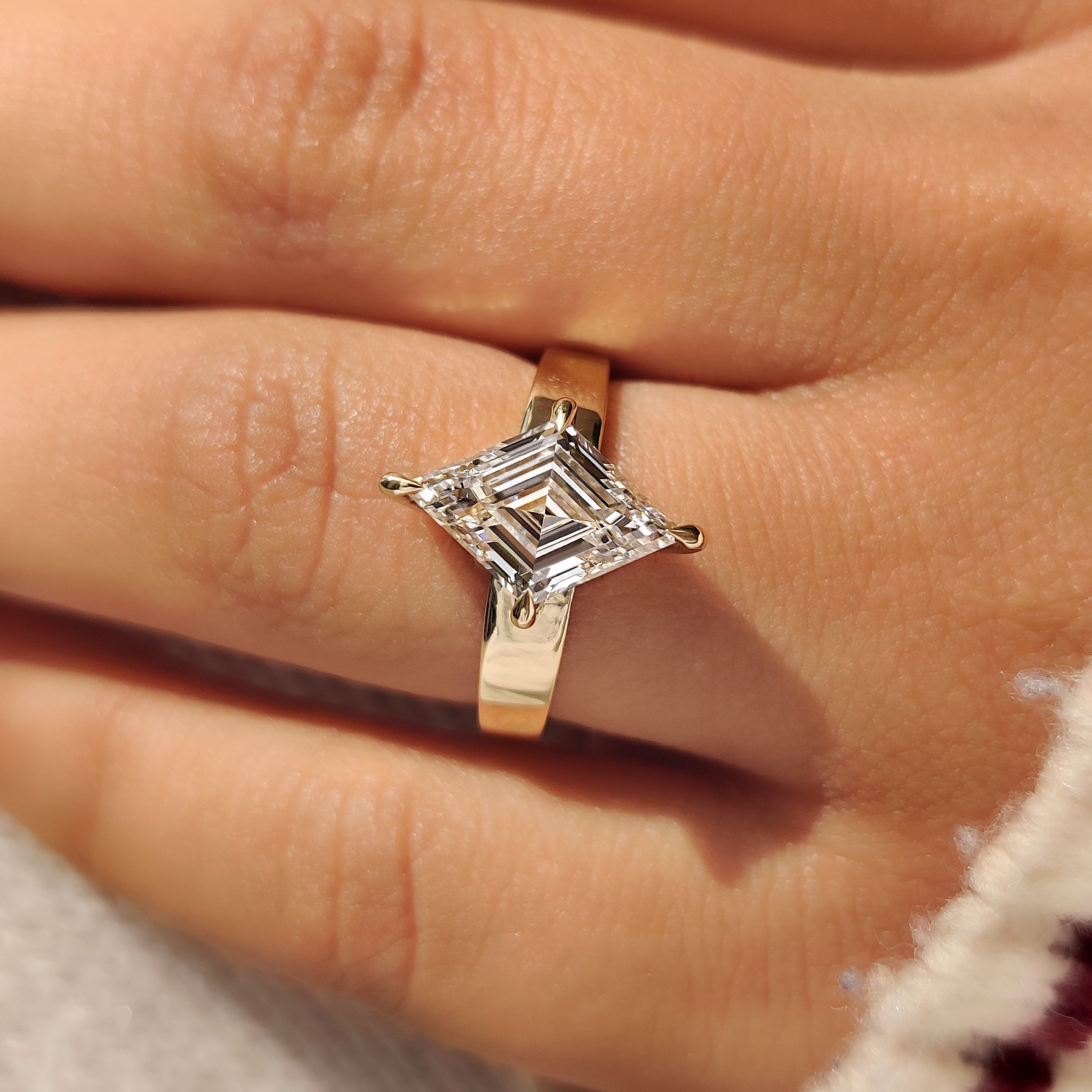Lozenge Cut Engagement Ring in Solitaire Style