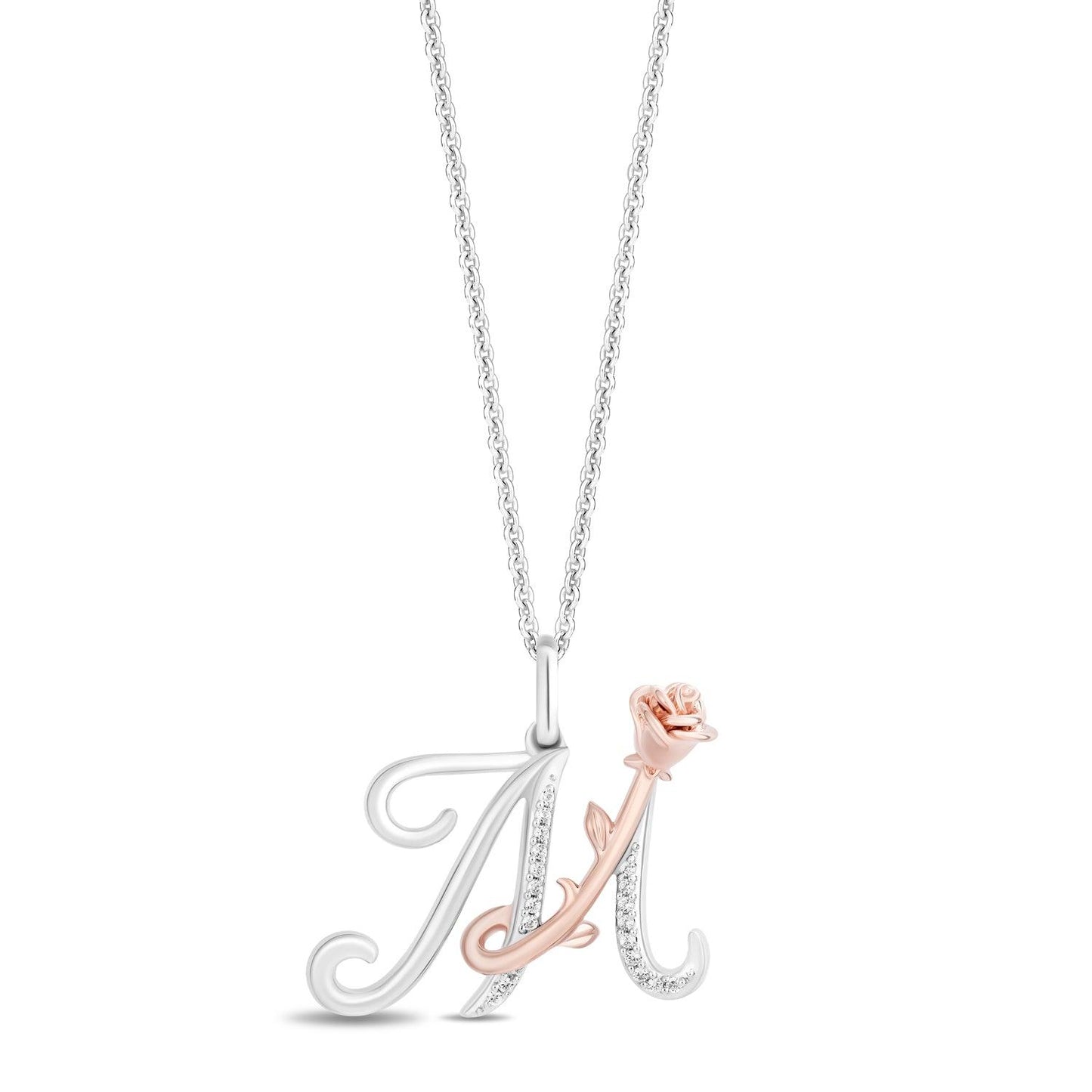 Enchanted Disney Fine Jewelry Diamonds Alphabet A to Z Belle Pendant Necklace