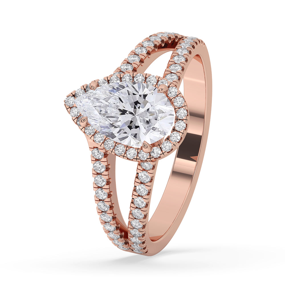 Pear Shaped Diamond Ring with Secure Claw Prong