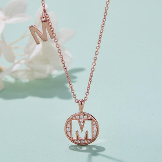 Personalized "M" latter diamond necklace