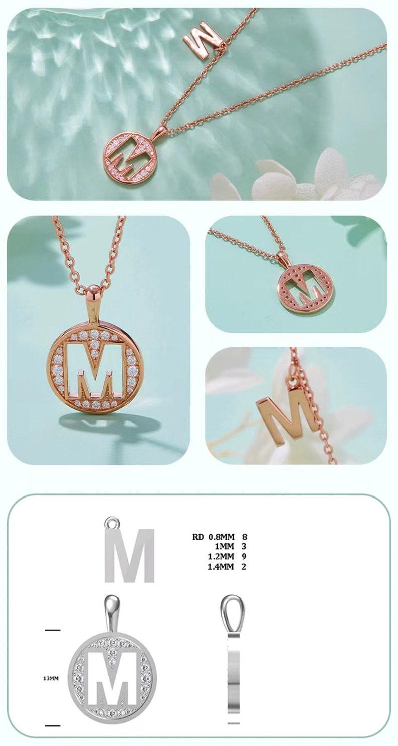 Personalized "M" latter diamond necklace