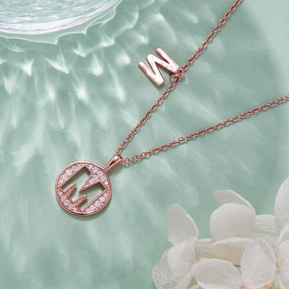 Personalized "M" latter diamond necklace