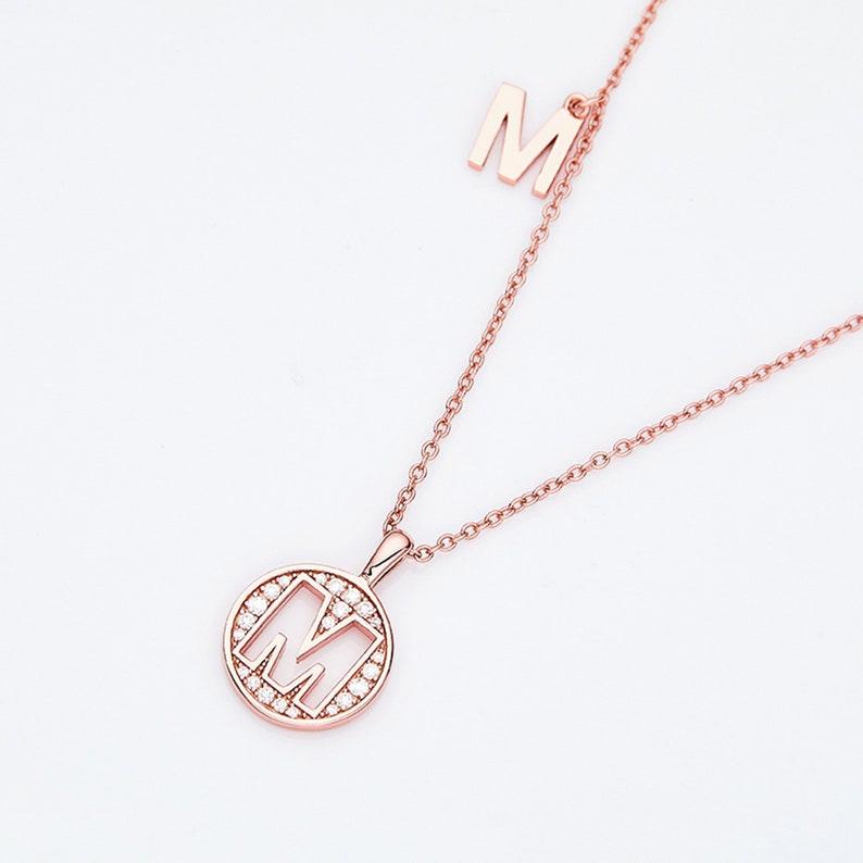 Personalized "M" latter diamond necklace