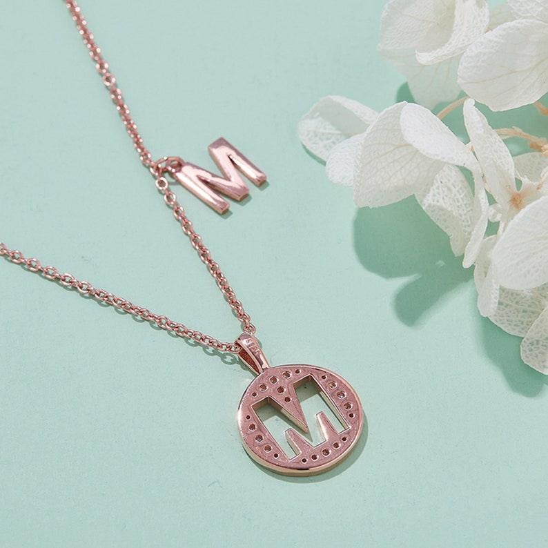 Personalized "M" latter diamond necklace