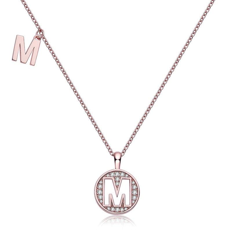 Personalized "M" latter diamond necklace