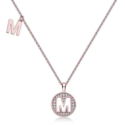 Personalized "M" latter diamond necklace