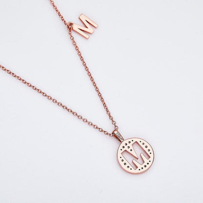 Personalized "M" latter diamond necklace