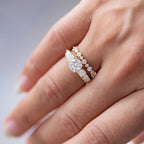 1.0 CT Round Cut Seven Stone Moissanite Engagement Ring
