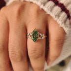 Nature Inspired Green Dutch Marquise Engagement Ring