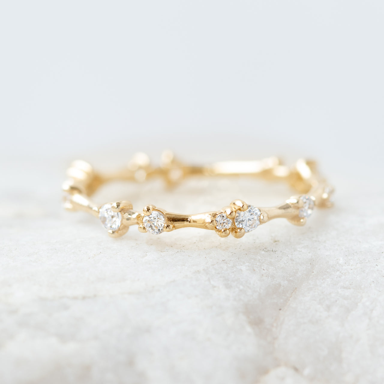 0.30 TCW Round Cut Dainty Style Moissanite Wedding Band