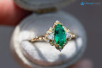 Marquise Cut Green Lab Grown Three stone Wedding Ring - DisneyValley